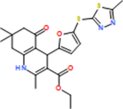 Ethyl 2,7,7-trimethyl-4-(5-((5-methyl-1,3,4-thiadiazol-2-yl)thio)furan-2-yl)-5-oxo-1,4,5,6,7,8-hexahydroquinoline-3-carboxylate